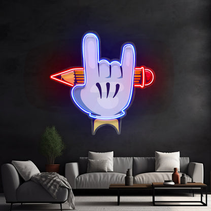 Rock Hand Led Neon Sign Light Custom Led Signs