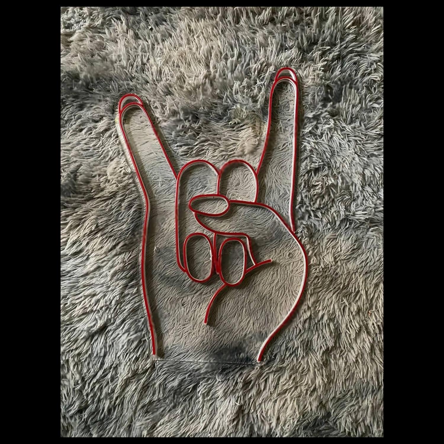 Rock Hand Sign Red Led Neon Sign For Music Room Bar Decor | Shineneon