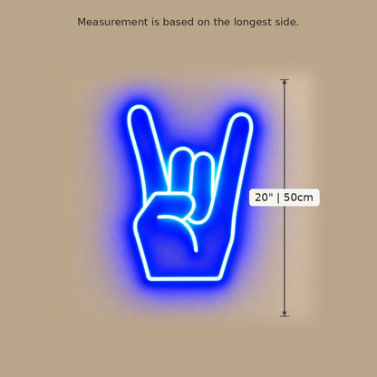 Rock On Hand Blue LED Neon Sign - Shineneon
