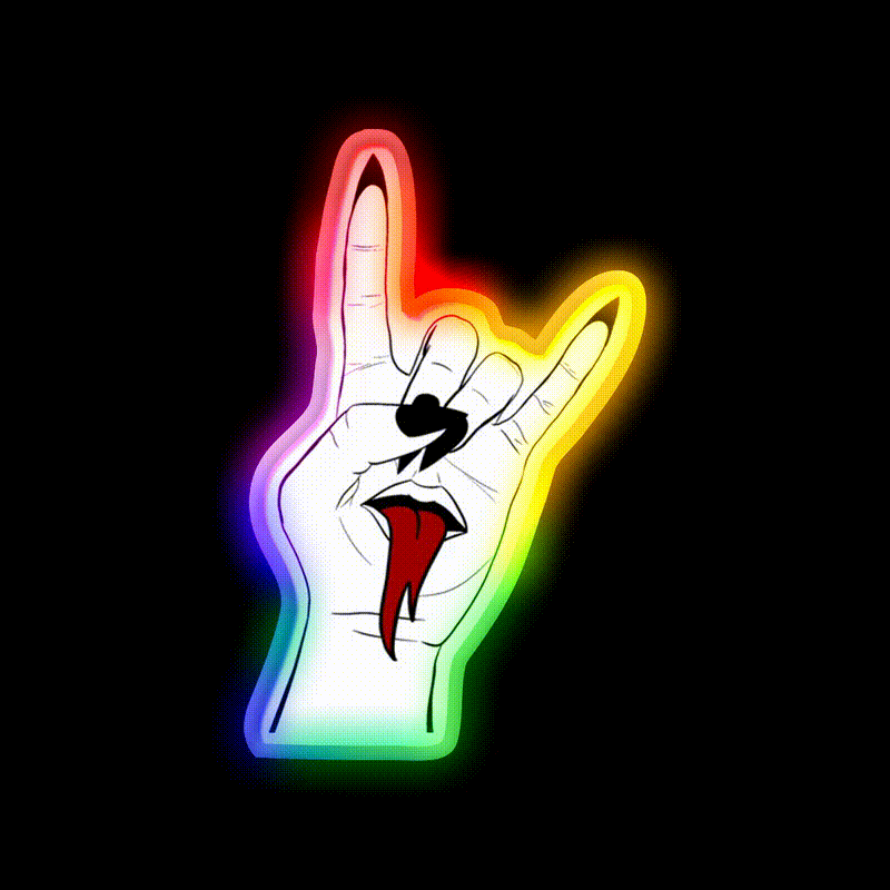 Rock On Nail Salon Led Neon Sign Rgb Color - LED neon sign close-up detail