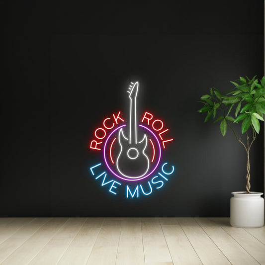 Rock Roll Live Music Led Sign