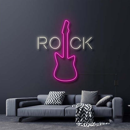 Rock With Electric Guitar Led Neon Sign | Shineneon