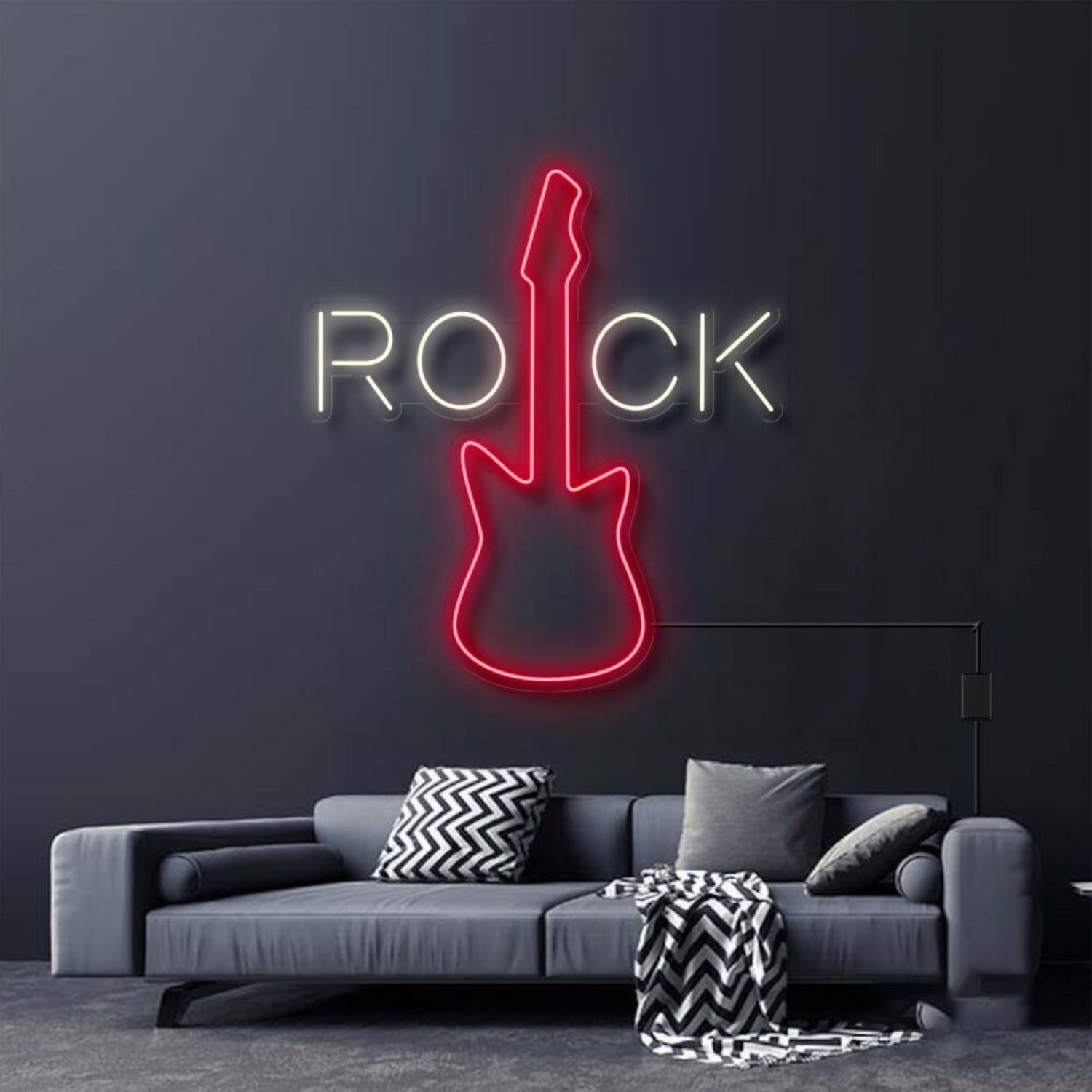 Rock With Electric Guitar Led Neon Sign | Shineneon