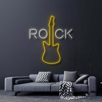 Rock With Electric Guitar Led Neon Sign | Shineneon