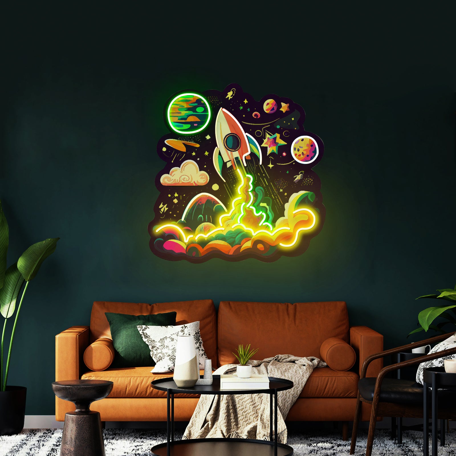Rocket Launching Into Galaxy Led Neon Sign Light Custom Led Signs