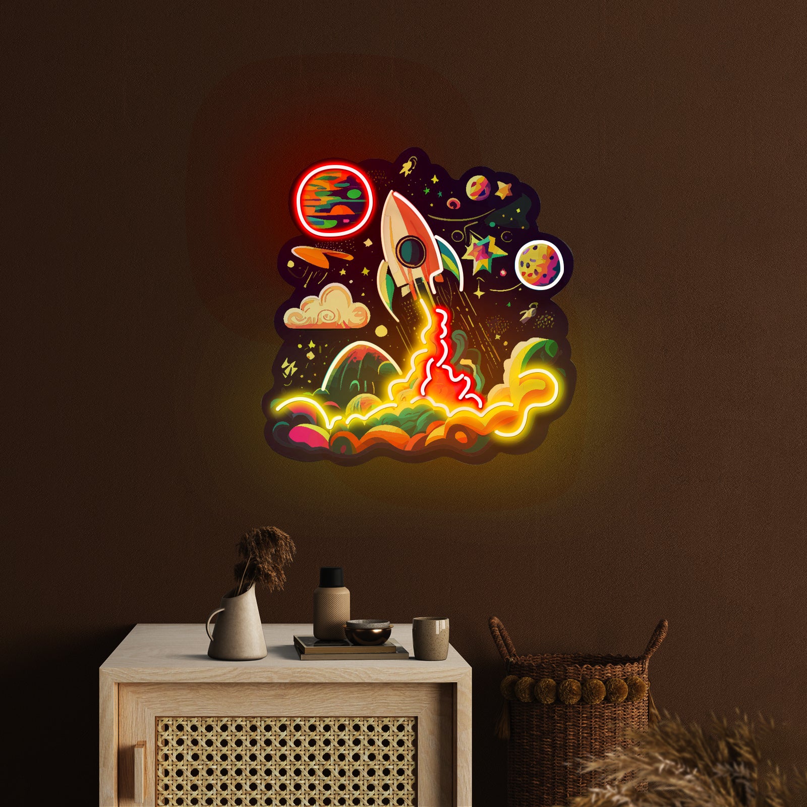 Rocket Launching Into Galaxy Led Neon Sign Light Custom Led Signs