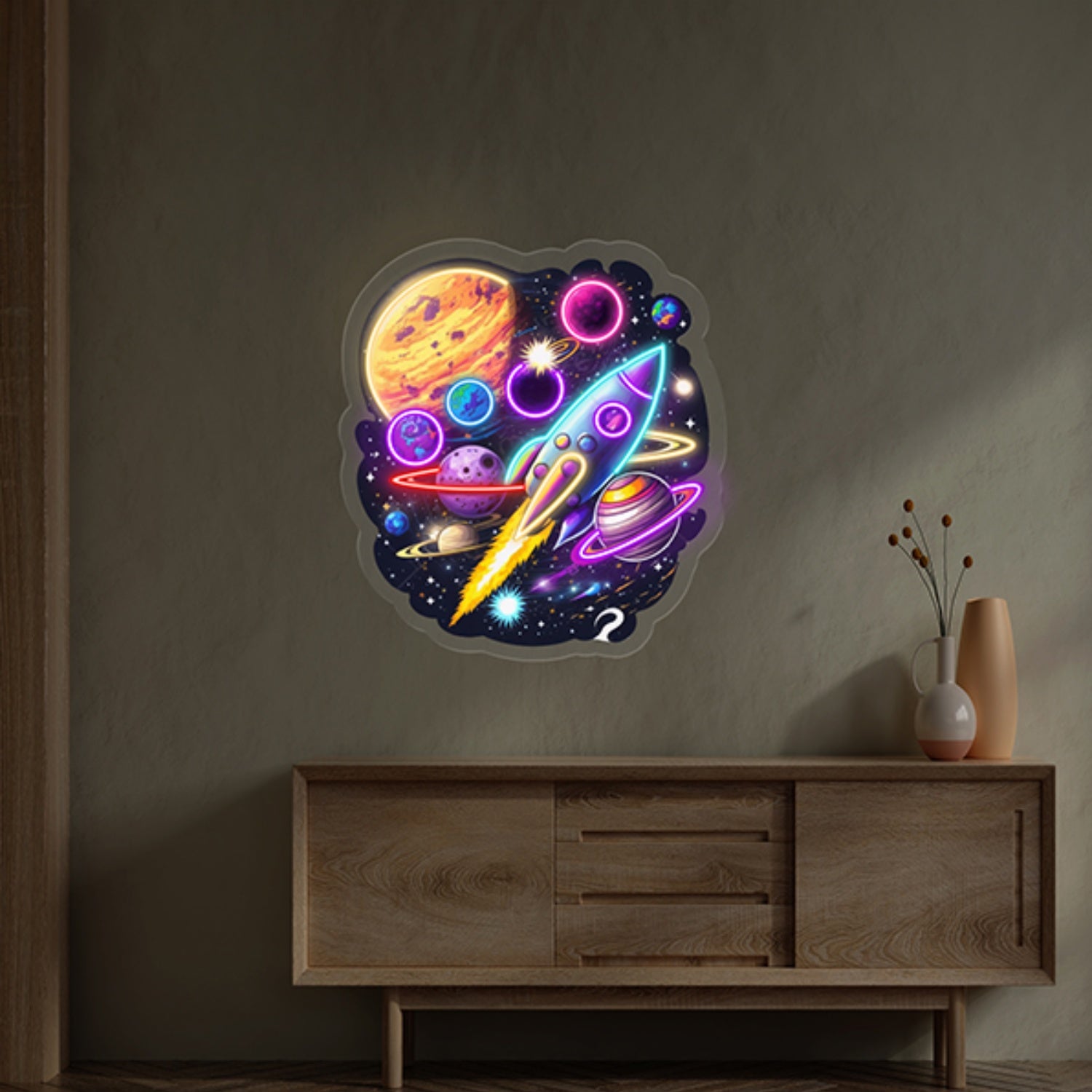 Rocket Launching Universe Led Neon Sign Wall Art Decor Light Pop Art | Shineneon