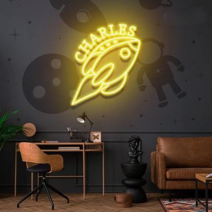 Rocket Led Neon Sign With Your Kids Name | Shineneon