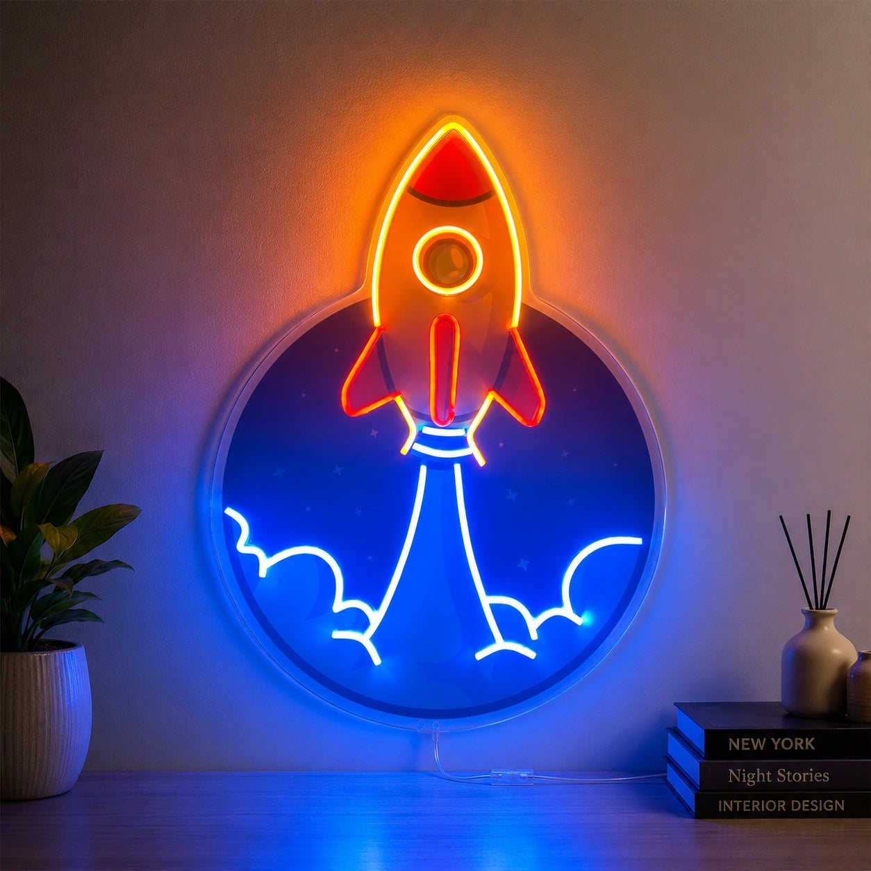 Rocket Moon Launch Neon Sign LED Neon Sign high-converting product image