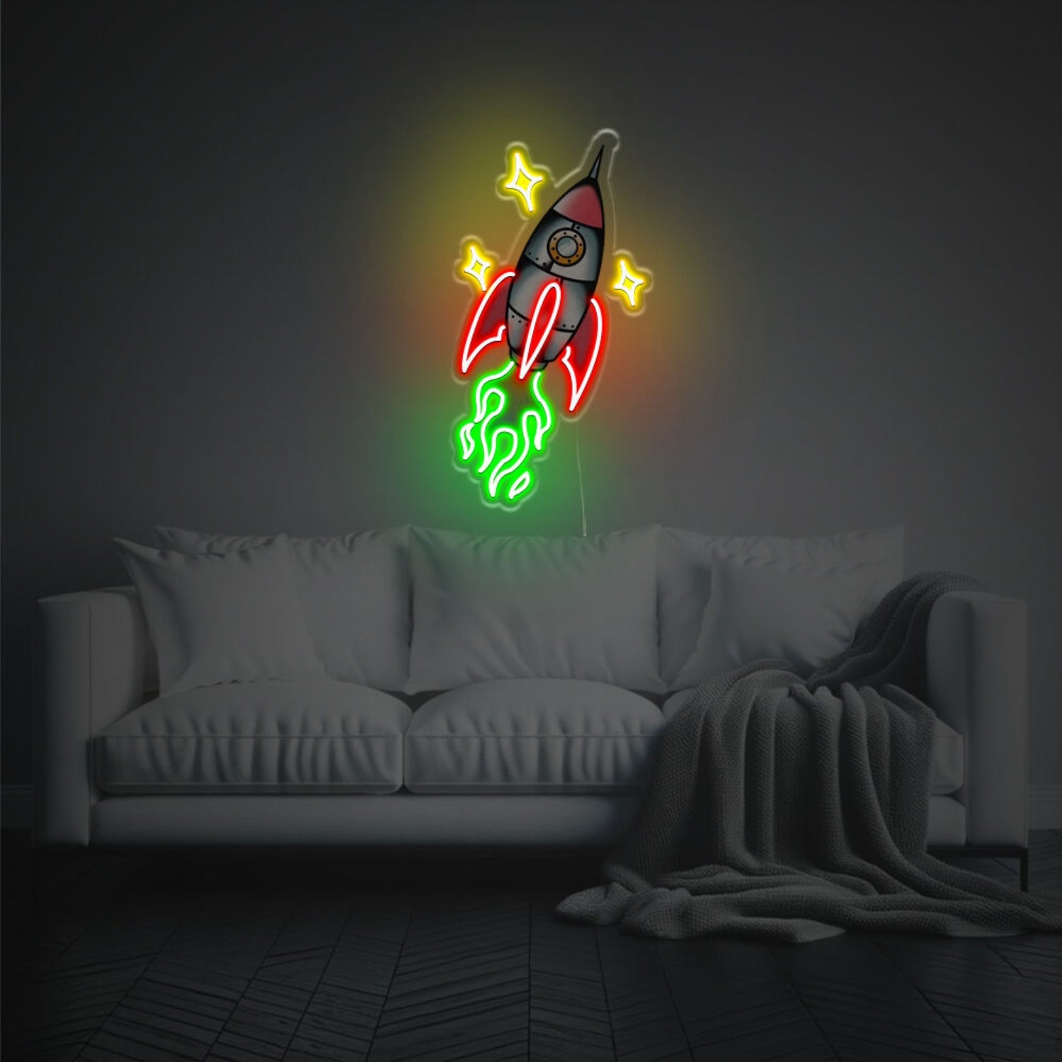 Rocket With Star Led Neon Acrylic Artwork Office Bar | Shineneon