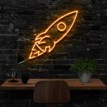 Rocketship Led Neon Sign For Kids Rooms And Space Decor | Shineneon
