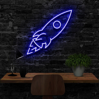 Rocketship Led Neon Sign For Kids Rooms And Space Decor | Shineneon