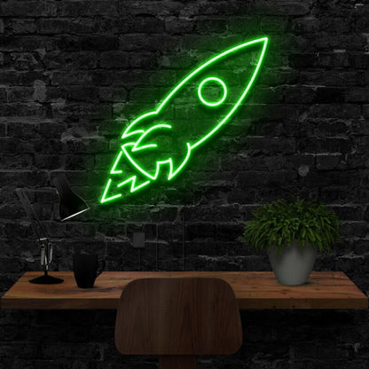 Rocketship Led Neon Sign For Kids Rooms And Space Decor | Shineneon