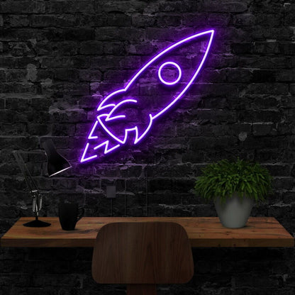 Rocketship Led Neon Sign For Kids Rooms And Space Decor | Shineneon