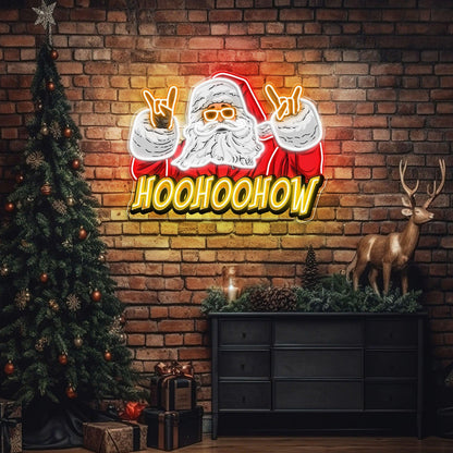Rocking Santa Hoohoohoh Uv Printed Led Neon Sign Artwork Christmas Indoor Decor | Shineneon