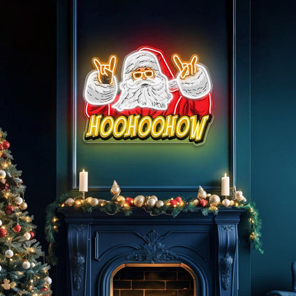 Rocking Santa Hoohoohoh Uv Printed Led Neon Sign Artwork Christmas Indoor Decor | Shineneon