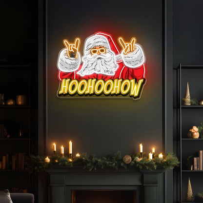 Rocking Santa Hoohoohoh Uv Printed Led Neon Sign Artwork Christmas Indoor Decor | Shineneon