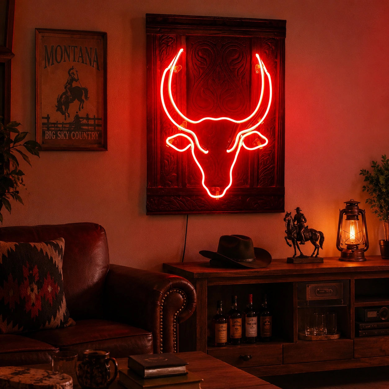 Rodeo Bull Head Neon Sign LED Neon Sign real lifestyle scene