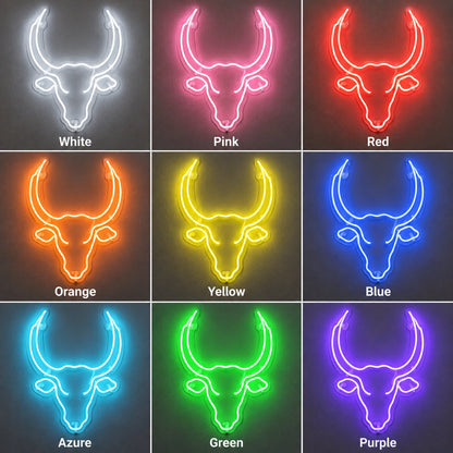 Rodeo Bull Head Neon Sign LED Neon Sign color grid