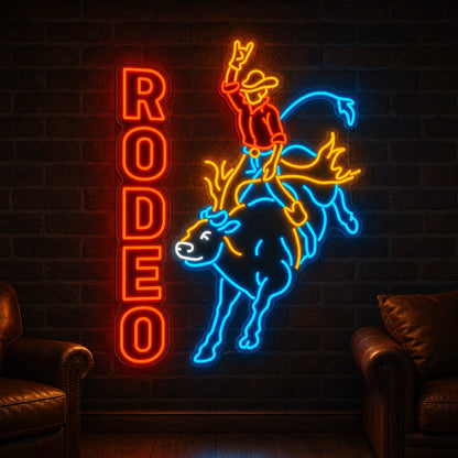 Rodeo Bull Rider LED Neon Sign Garage Man Cave Neon Sign real lifestyle scene