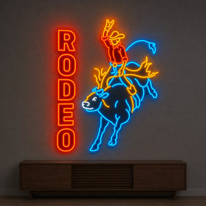 Rodeo Bull Rider LED Neon Sign Garage Man Cave Neon Sign size image