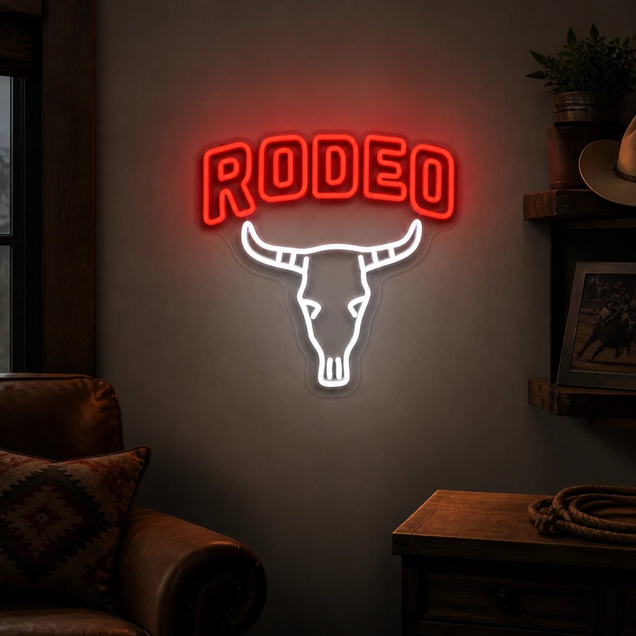 Rodeo Bull Skull Vintage LED Neon Sign - Shineneon