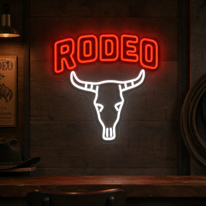 Rodeo Bull Skull Vintage LED Neon Sign - Shineneon