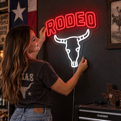 Rodeo Bull Skull Vintage LED Neon Sign Garage Neon Sign - Shineneon