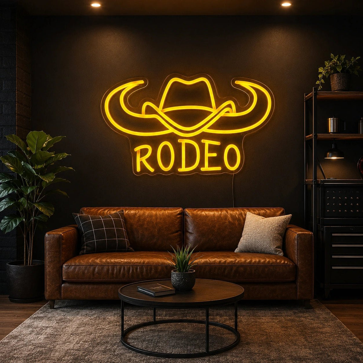 Rodeo Cowboy Hat And Bull Horns LED Neon Sign - Shineneon