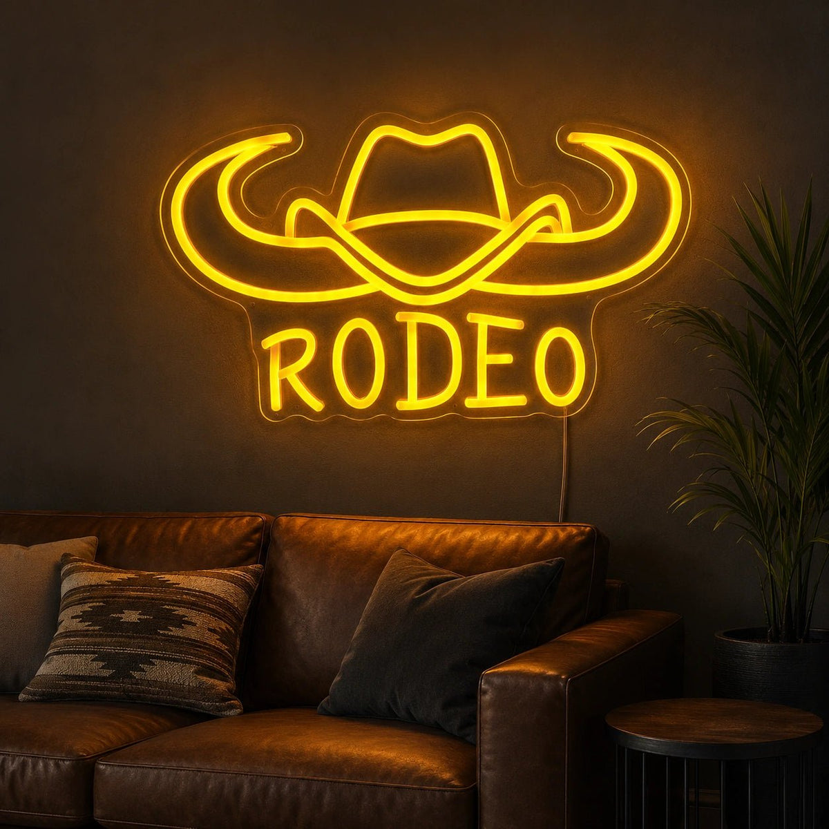Rodeo Cowboy Hat And Bull Horns LED Neon Sign - Shineneon