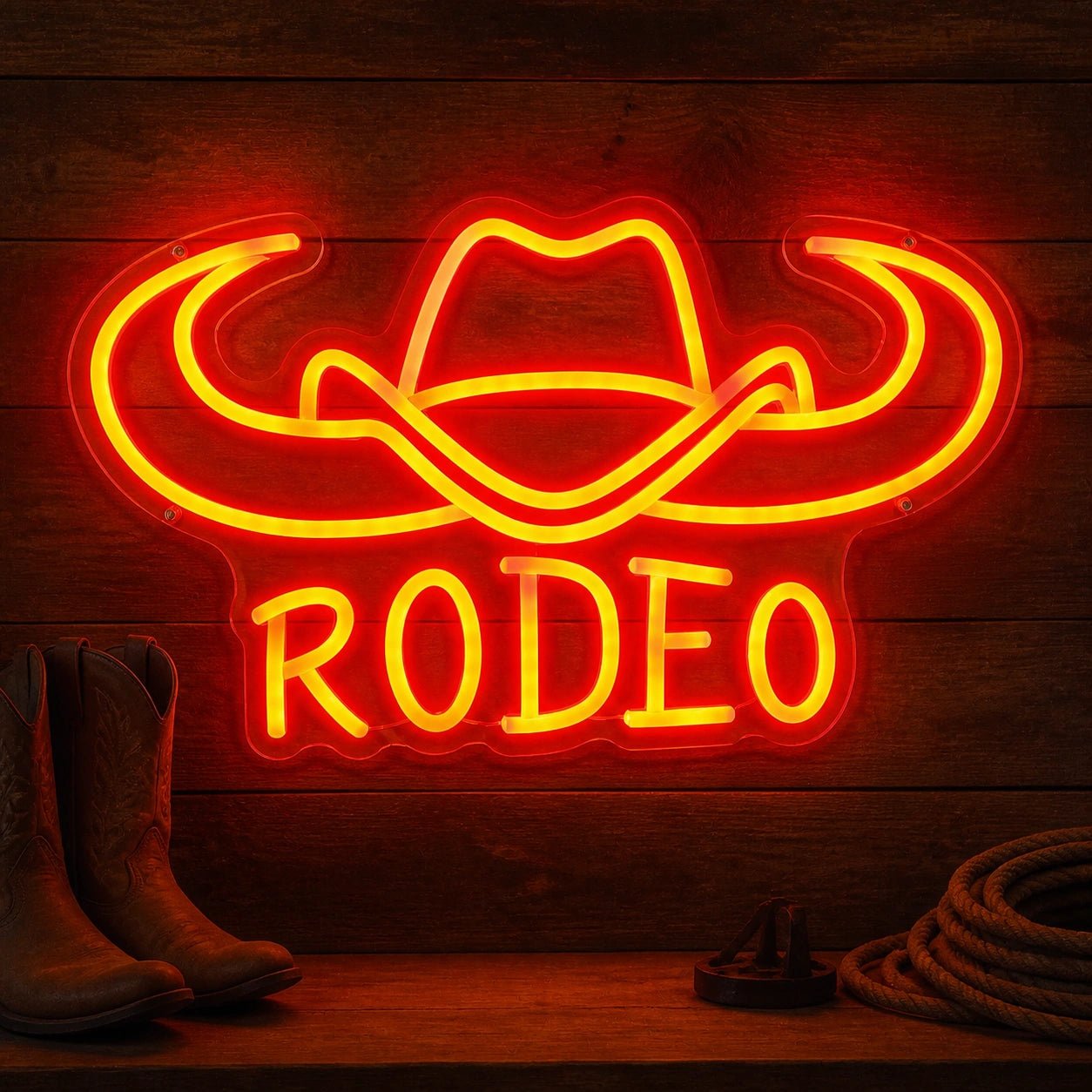 Rodeo Cowboy Hat Longhorn Vintage LED Neon Sign - Shineneon