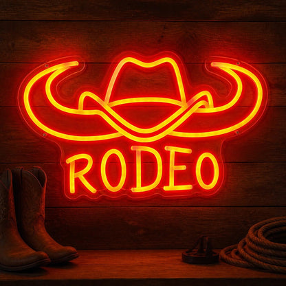 Rodeo Cowboy Hat Longhorn Vintage LED Neon Sign - Shineneon