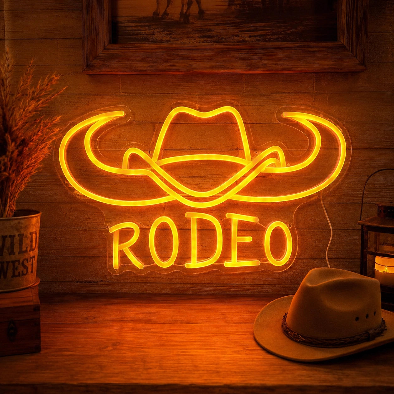 Rodeo Cowboy Hat Neon Sign LED Neon Sign real lifestyle scene