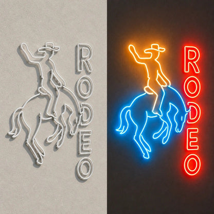 Rodeo Cowboy Horseback Vintage LED Neon Sign - Shineneon