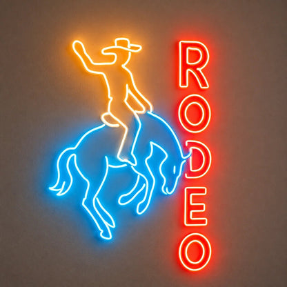Rodeo Cowboy Horseback Vintage LED Neon Sign - Shineneon