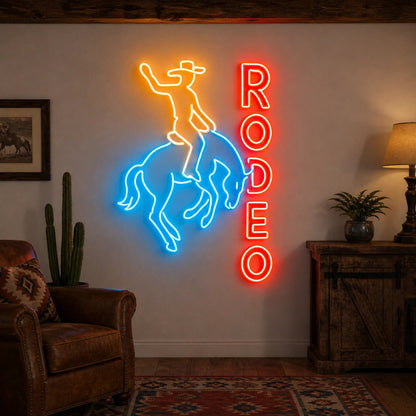 Rodeo Cowboy Horseback Vintage LED Neon Sign - Shineneon