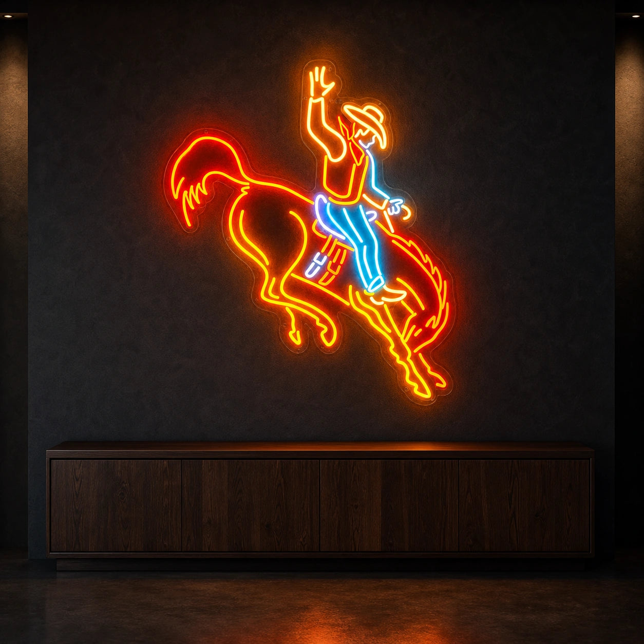 Rodeo Cowboy On Bucking Horse LED Neon Sign Garage Man Cave Neon Sign high-converting product image