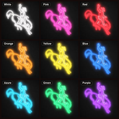 Rodeo Cowboy On Bucking Horse LED Neon Sign Garage Man Cave Neon Sign color grid