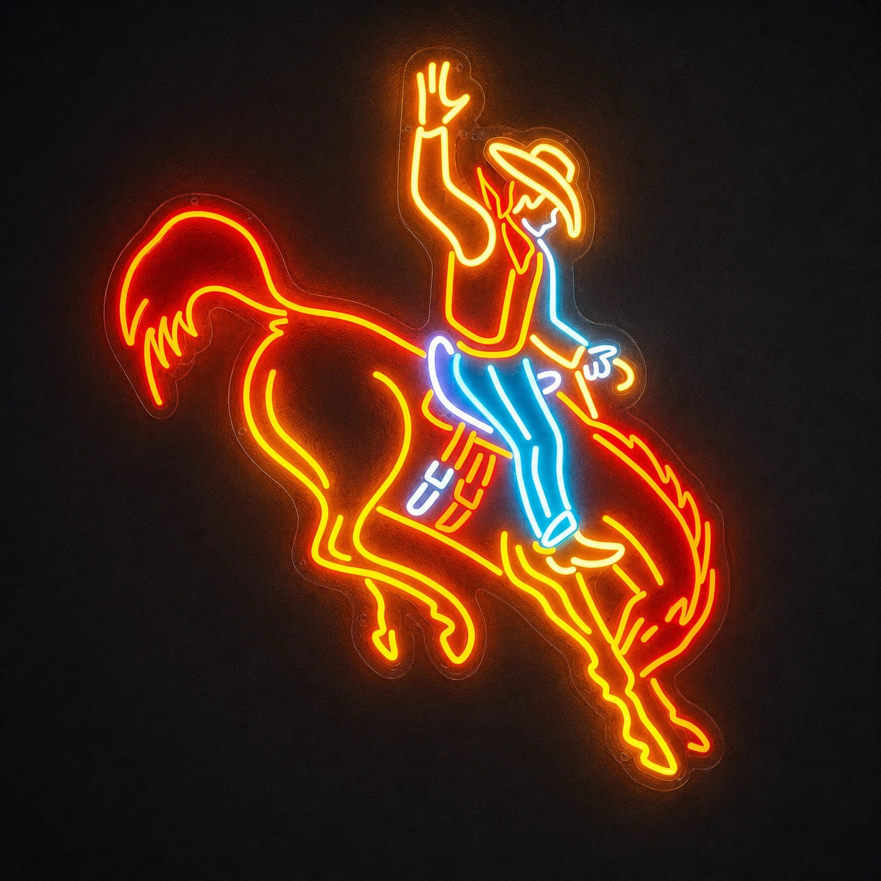 Rodeo Cowboy On Bucking Horse LED Neon Sign Garage Man Cave Neon Sign main product image