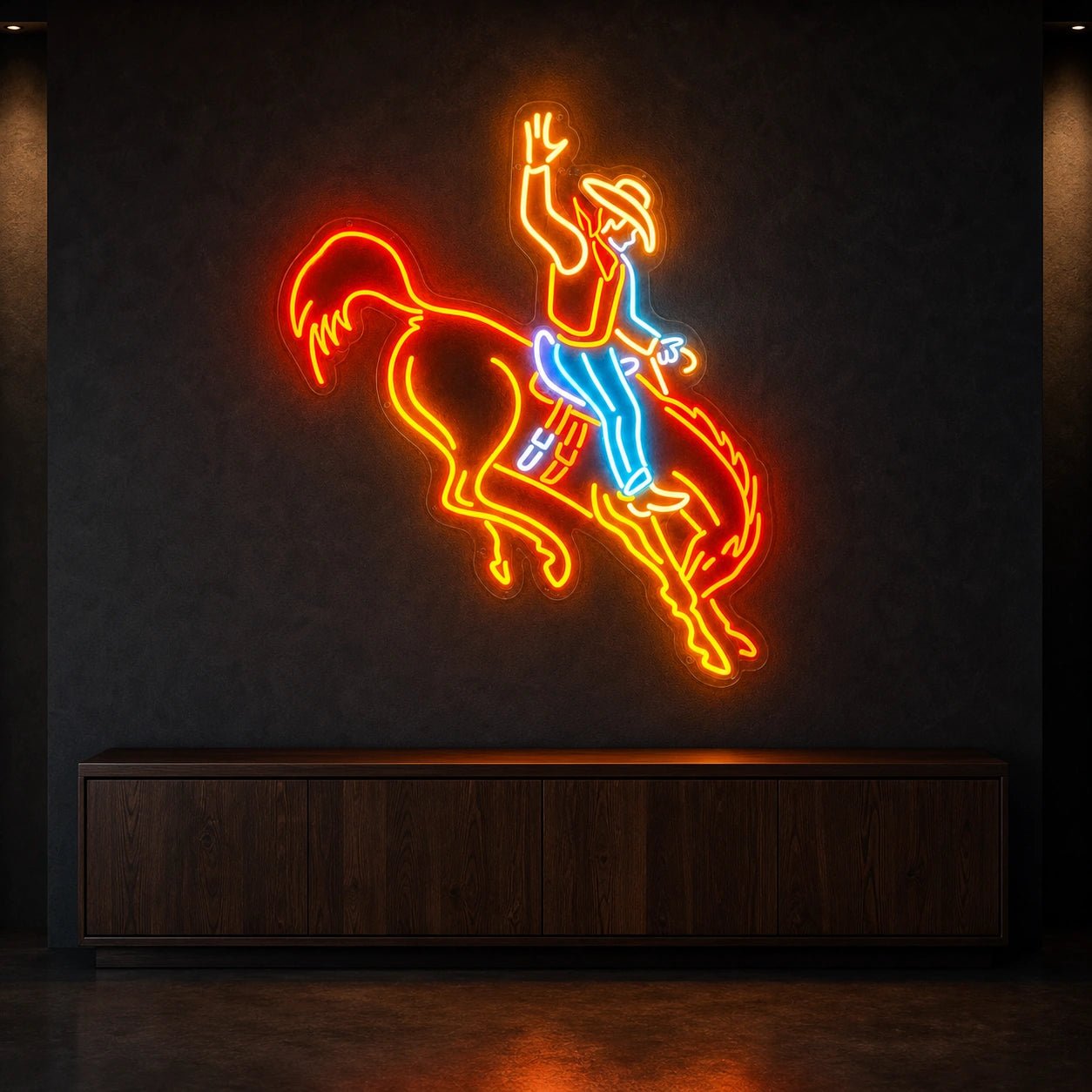 Rodeo Cowboy On Bucking Horse LED Neon Sign Garage Man Cave Neon Sign - Shineneon