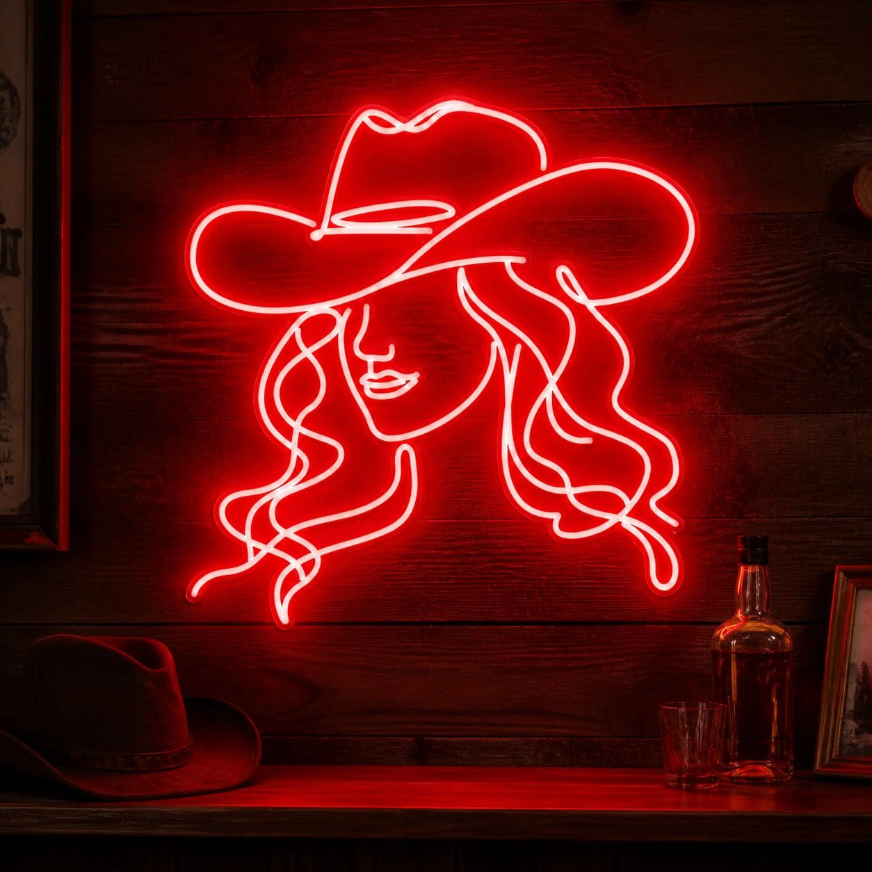 Rodeo Cowgirl Face Vintage LED Neon Sign - Shineneon