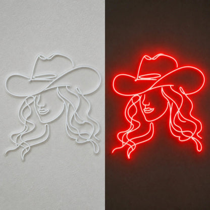 Rodeo Cowgirl Face Vintage LED Neon Sign - Shineneon