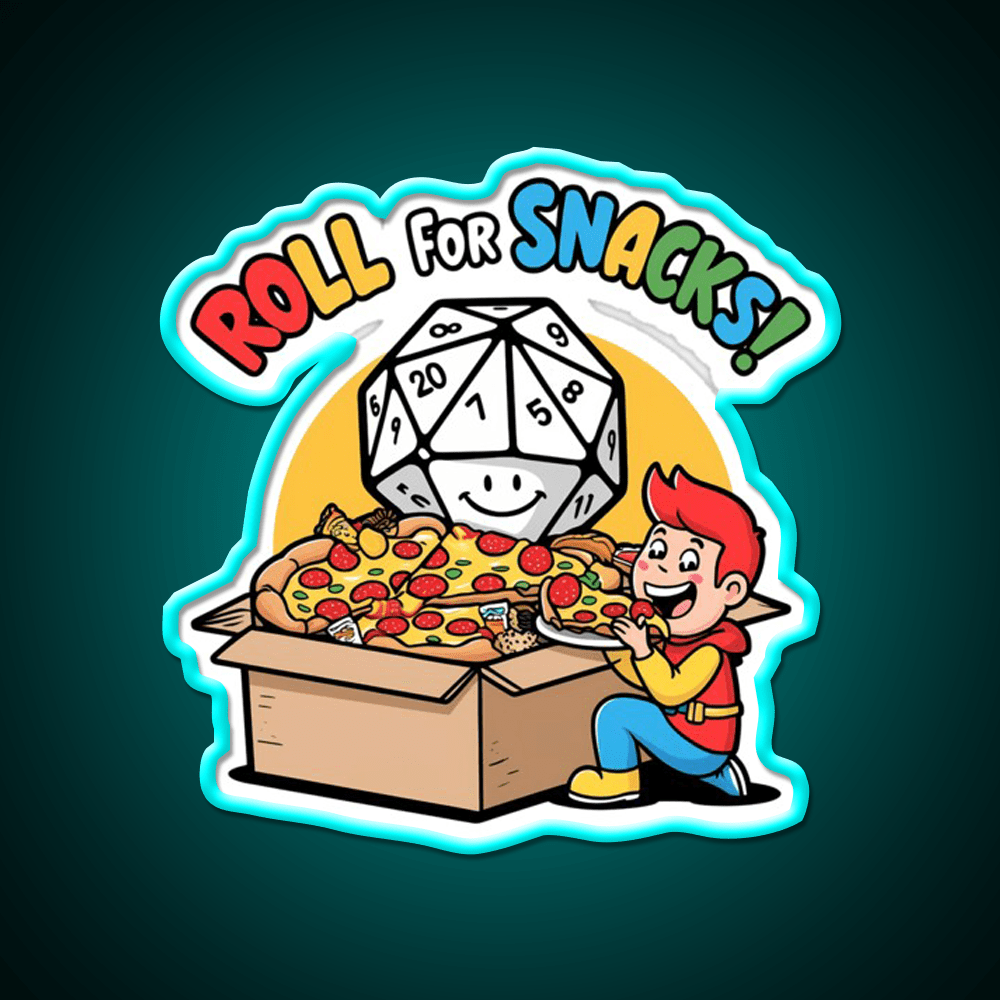 Roll For Snacks D20 Gamer Snack Food Led Neon Sign Rgb Color - Shineneon
