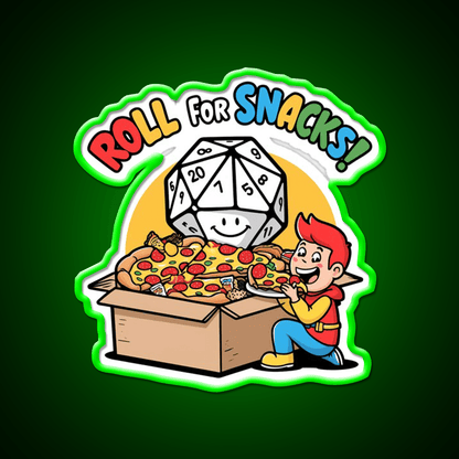Roll For Snacks D20 Gamer Snack Food Led Neon Sign Rgb Color - Shineneon