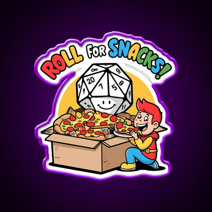 Roll For Snacks D20 Gamer Snack Food Led Neon Sign Rgb Color - Shineneon
