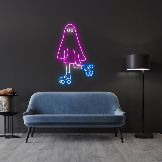 Roller Skating Ghost Neon Sign