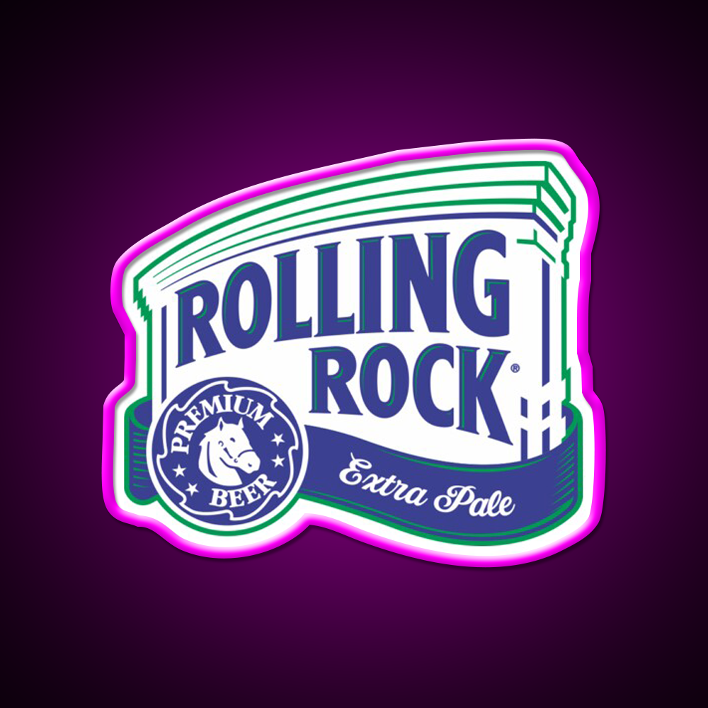 Rolling Rock Beer Bar Decor Led Neon Sign Rgb Color - Neon sign mounted on wall in room