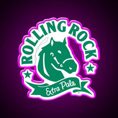 Rolling Rock Extra Pale Beer Bar Decor Led Neon Sign Rgb Color - Neon sign mounted on wall in room