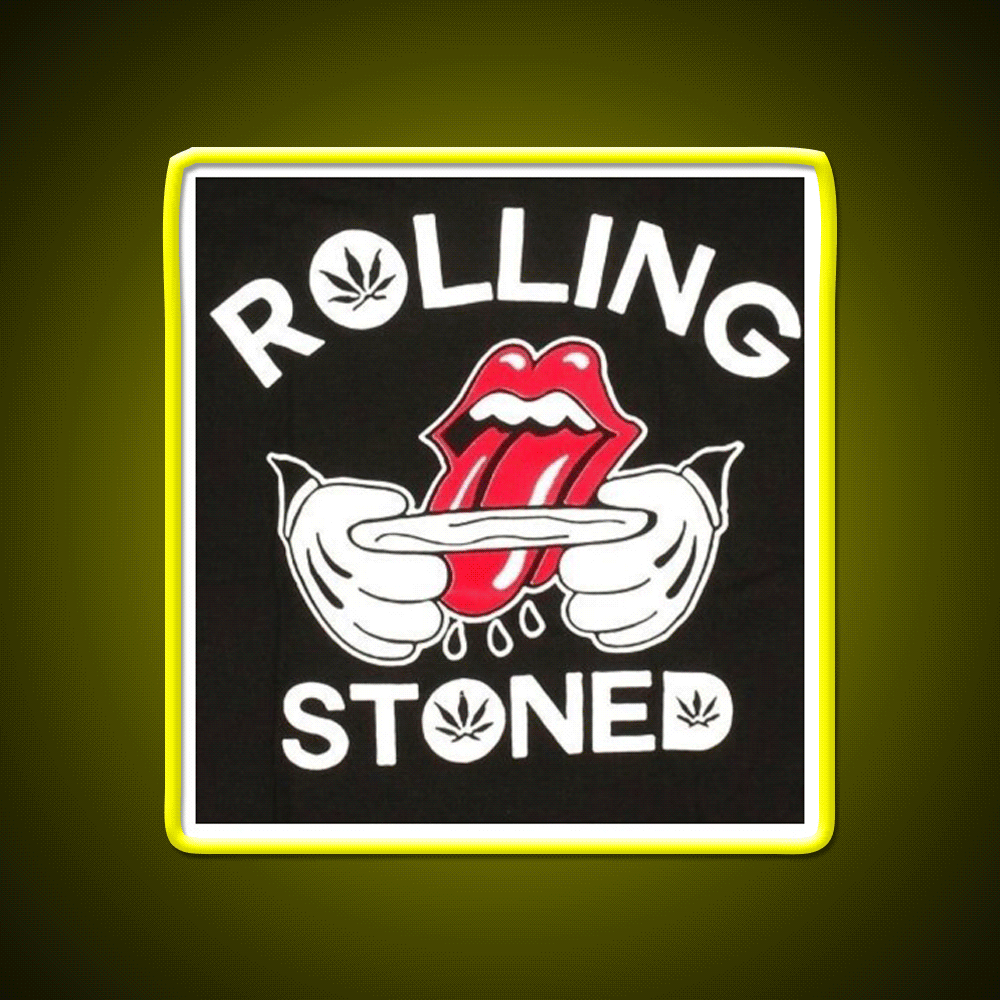 Rolling Stoned Hemp Inspired Green Leaf Led Neon Sign Rgb Color - Custom LED neon sign front view