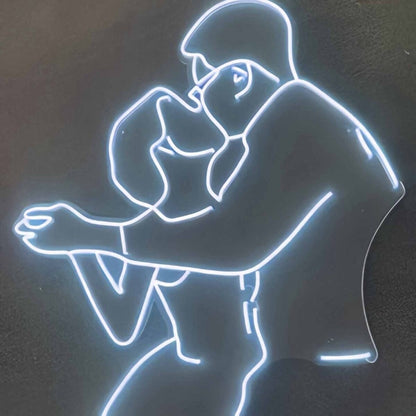 Romantic Wedding Couple Holding Hands And Kissing Neon Sign | Shineneon